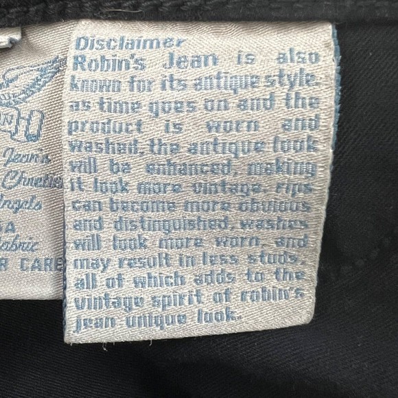 Vtg Y2K Robins Jeans Stretch Blk Denim Low Rise Chapa Embroidered Navaho Aztec - Picture 11 of 16